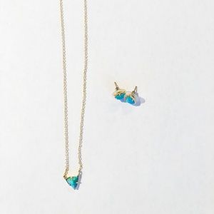 SET - Triangle Necklace and Earrings in Turquoise